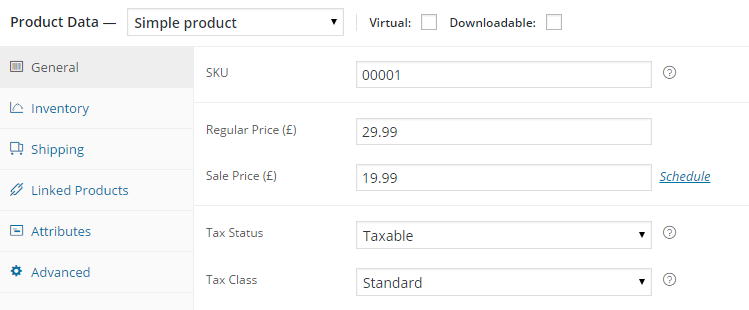 WordPress E-Commerce Product Data General