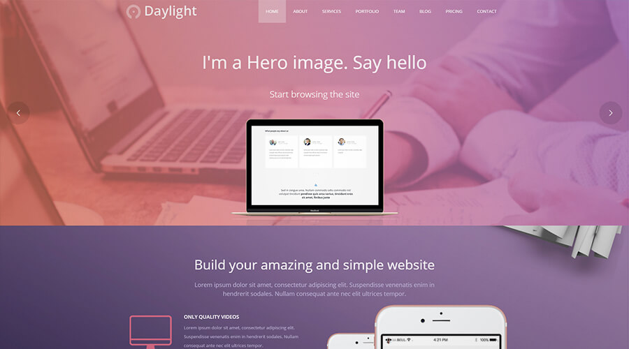 WordPress One Page Themes: Daylight