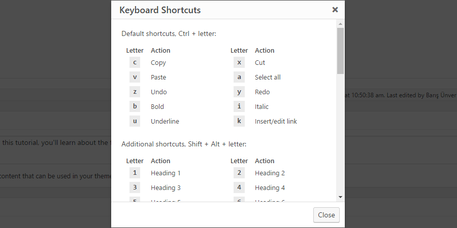Unknown WordPress features: Keyboard Shortcuts
