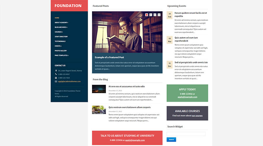WordPress Education Themes: Foundation