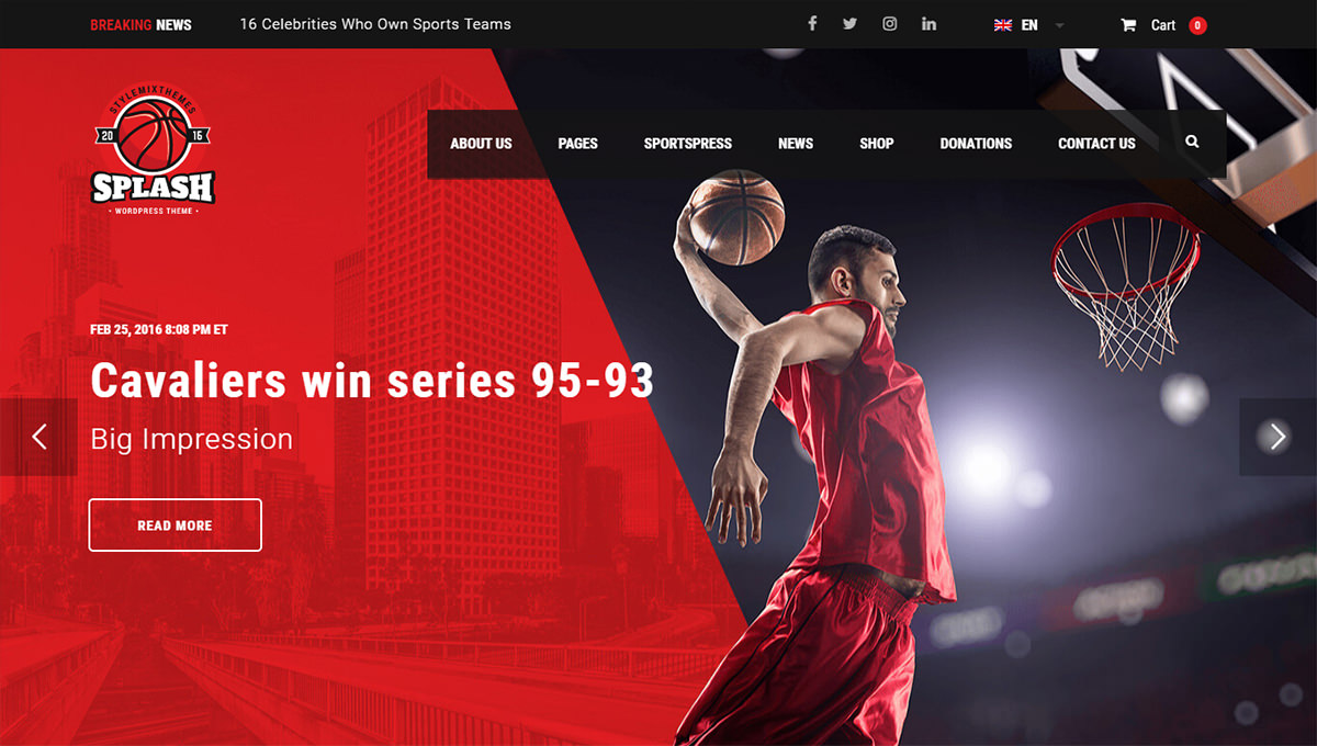 WordPress Sports Themes: splash